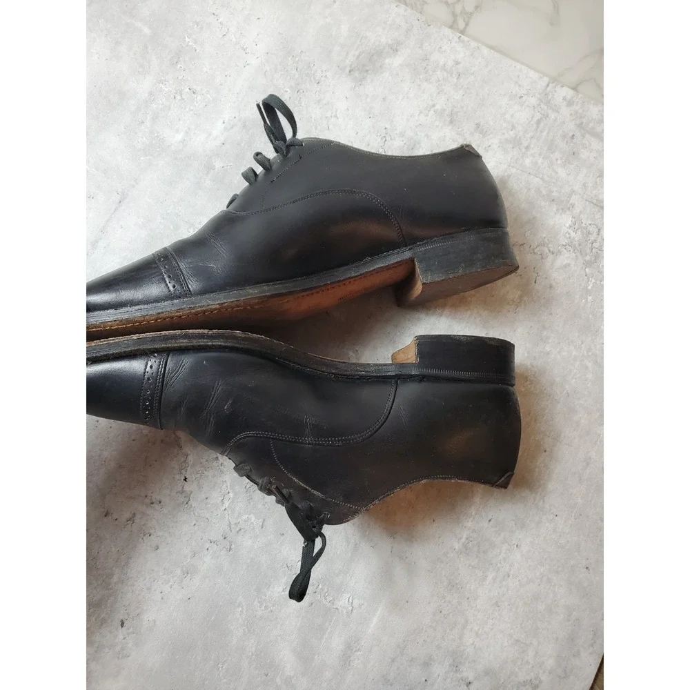 VTG Brooks Brothers Men's 9 Oxford Dress Shoes Black Leather Made in England